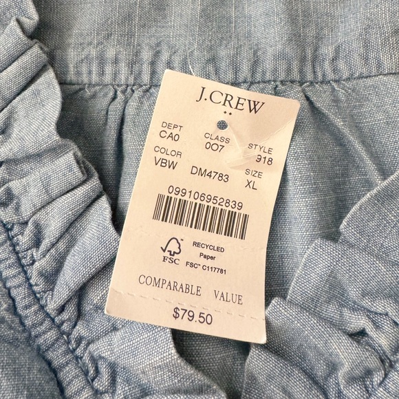 NWT J Crew Ruffle Sleeveless Vista Blue Wash  top SZ XL - Picture 8 of 8